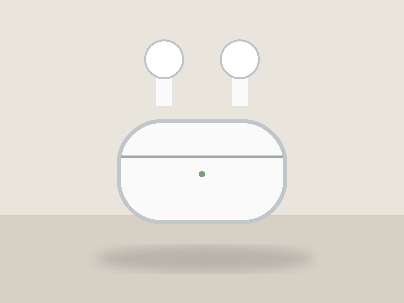 White earbuds charging case