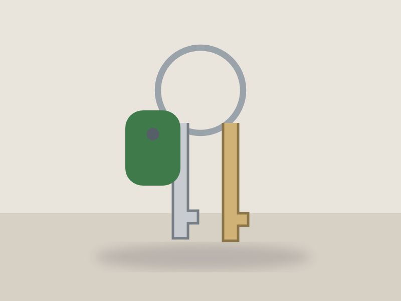 Keys with green fob